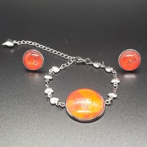 Heart Benzel Red Bracelet & Earrings